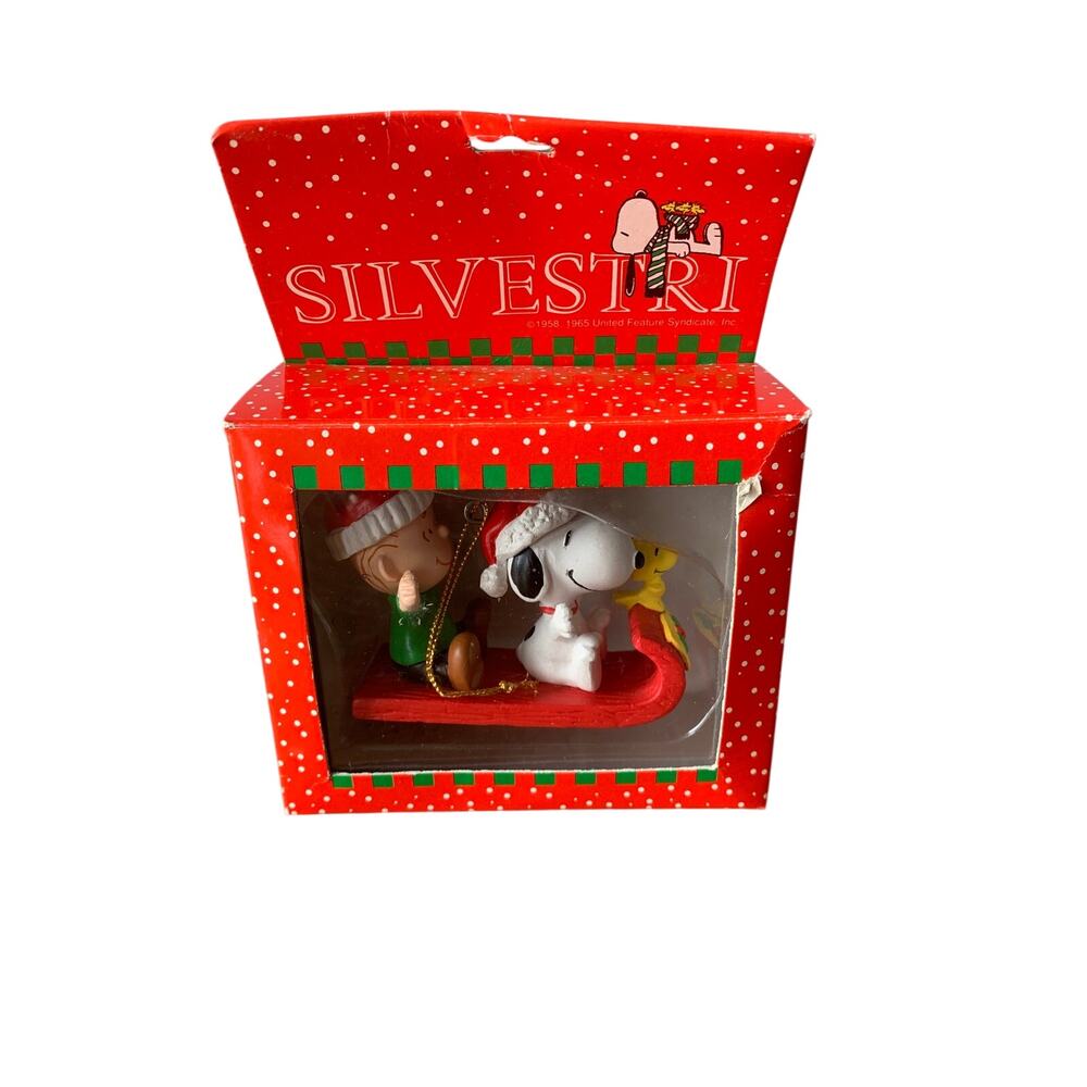 Peanuts/Silvestri Christmas Ornament Charlie Brown Snoopy Woodstock Vintage 90s